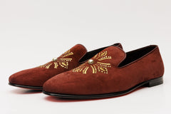 The Lazio Shoe Burgundy Suede Slip-on  Loafer Shoe - Vinci Leather