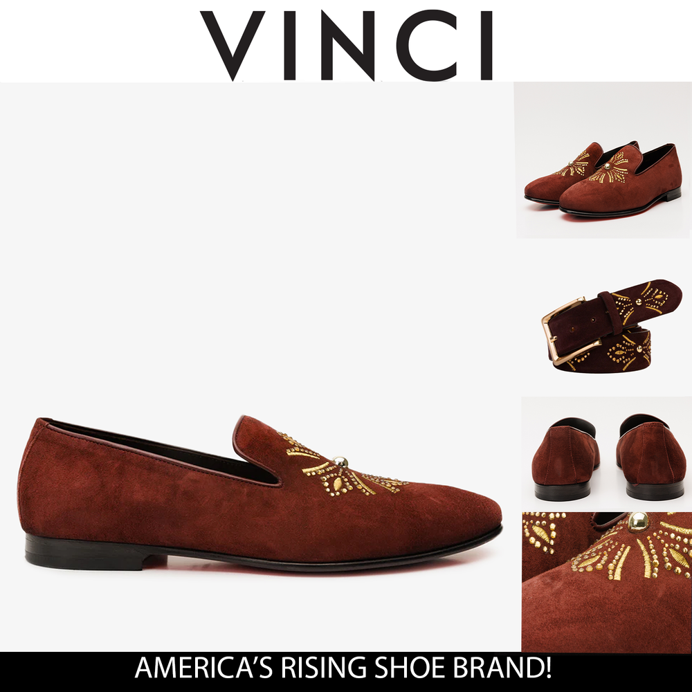 The Lazio Shoe Burgundy Suede Slip-on  Loafer Shoe - Vinci Leather