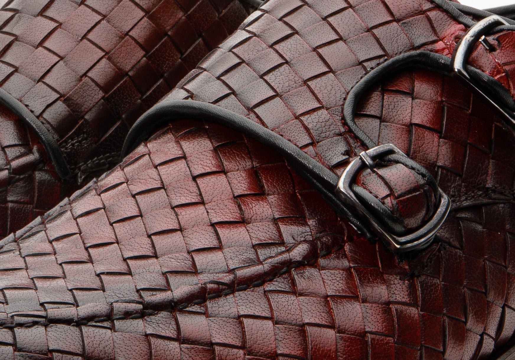 The Turan Burgundy Woven Double Monk Strap Dress  Shoe - Vinci Leather