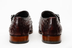 The Turan Burgundy Woven Double Monk Strap Dress  Shoe - Vinci Leather