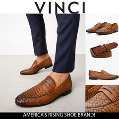 The Grand Woven Leather Tan Shoe Penny Loafer - Vinci Leather