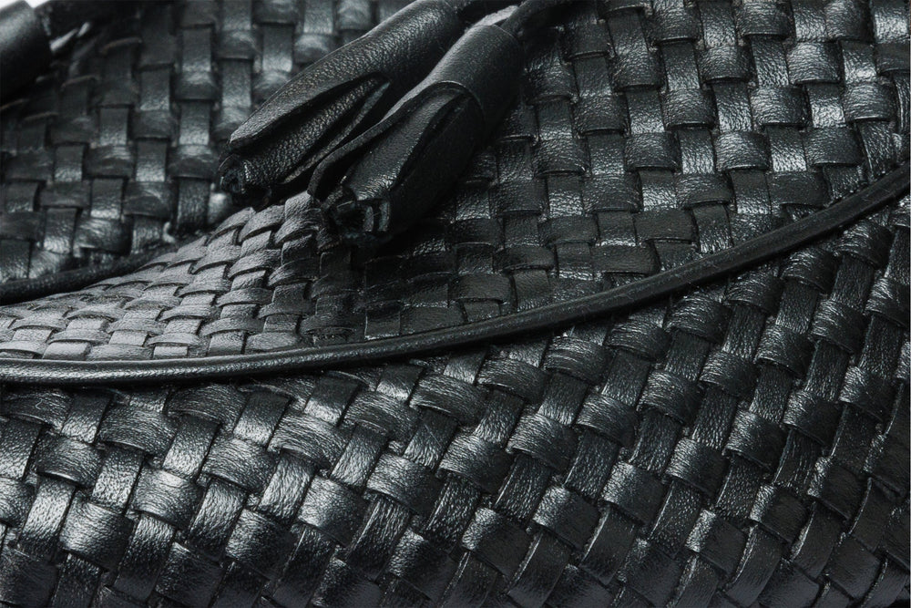 The Mclean Shoe Black Leather Woven Tassel Loafer  Shoe - Vinci Leather