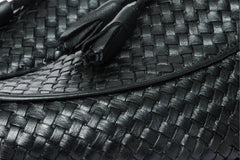 The Mclean Shoe Black Leather Woven Tassel Loafer  Shoe - Vinci Leather