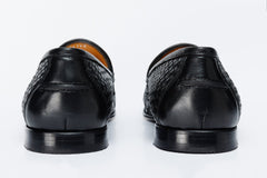 The Mclean Shoe Black Leather Woven Tassel Loafer  Shoe - Vinci Leather