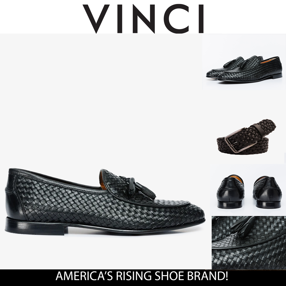 The Mclean Shoe Black Leather Woven Tassel Loafer  Shoe - Vinci Leather