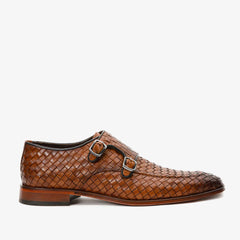 The Turan Brown Woven Double Monk Strap Dress Shoe - Vinci Leather