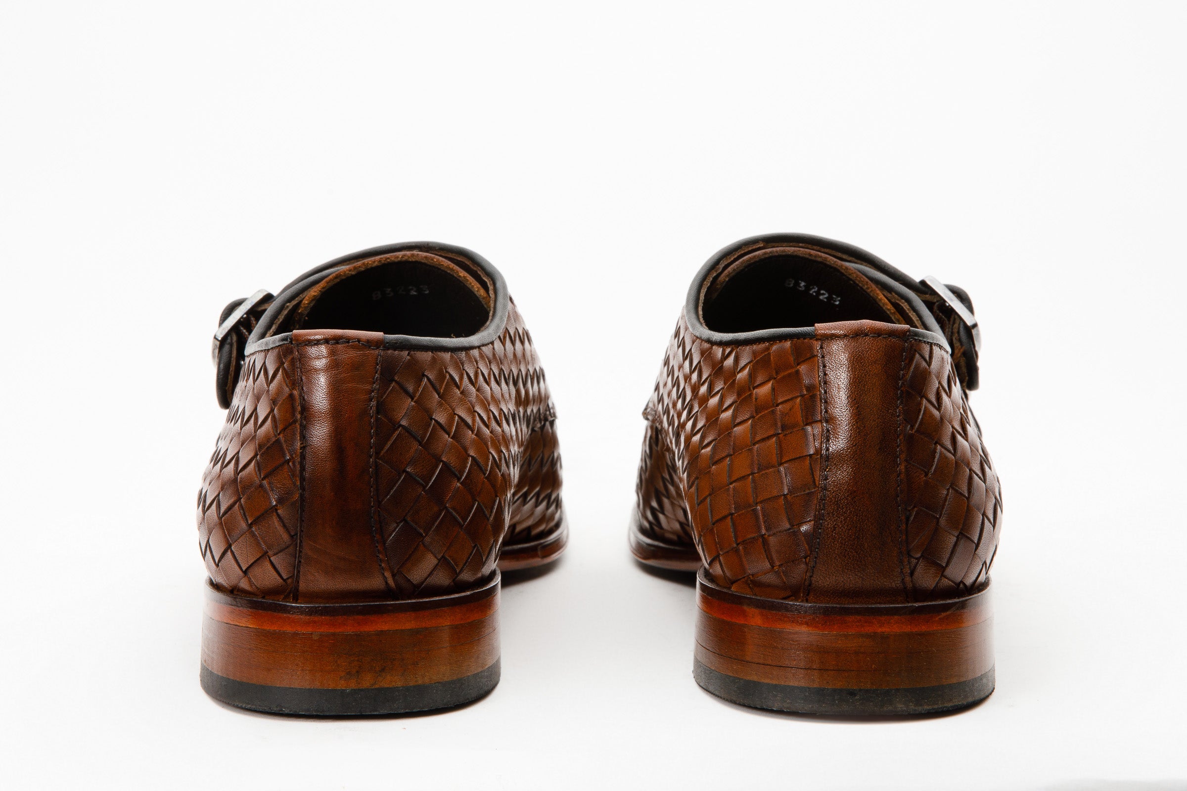 The Turan Brown Woven Double Monk Strap Dress Shoe - Vinci Leather