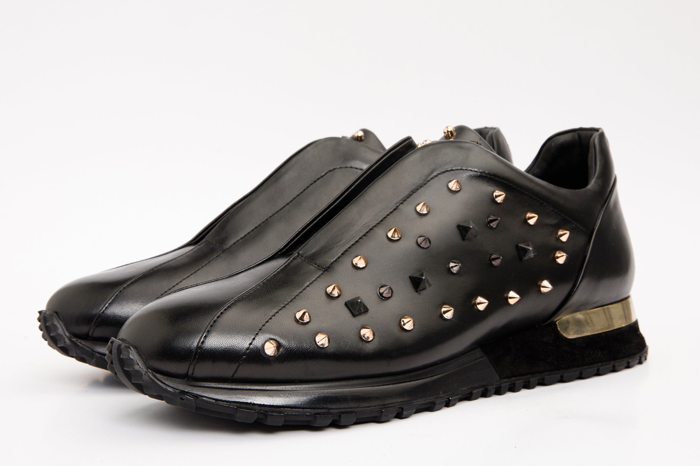 The Infanta Black Spike Leather  Sneaker Limited Edition - Vinci Leather
