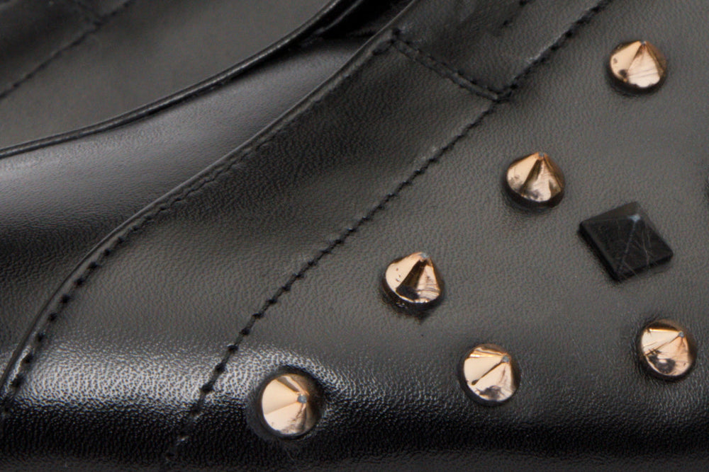 The Infanta Black Spike Leather  Sneaker Limited Edition - Vinci Leather