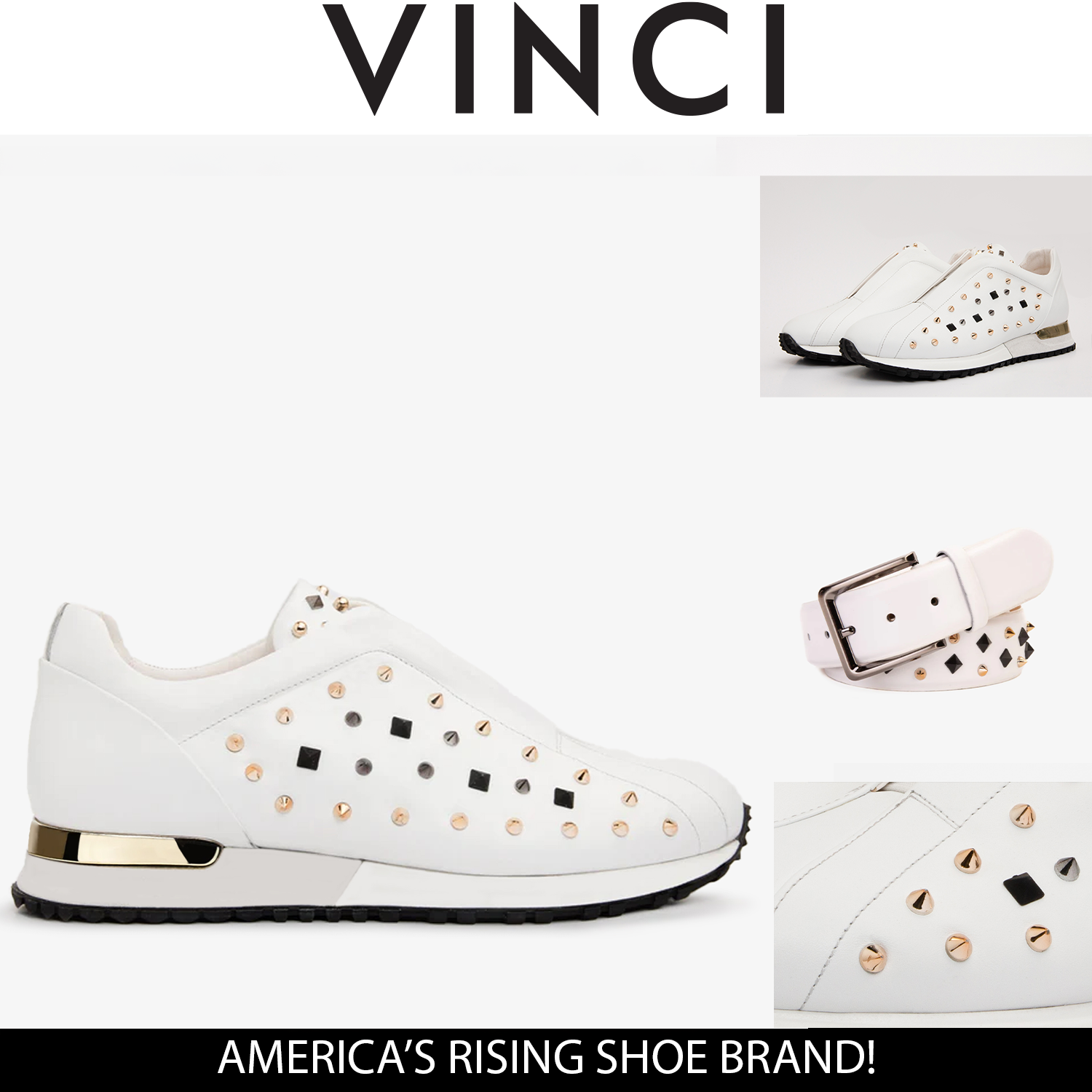 The Infanta White Spike Leather Sneaker Limited Edition - Vinci Leather