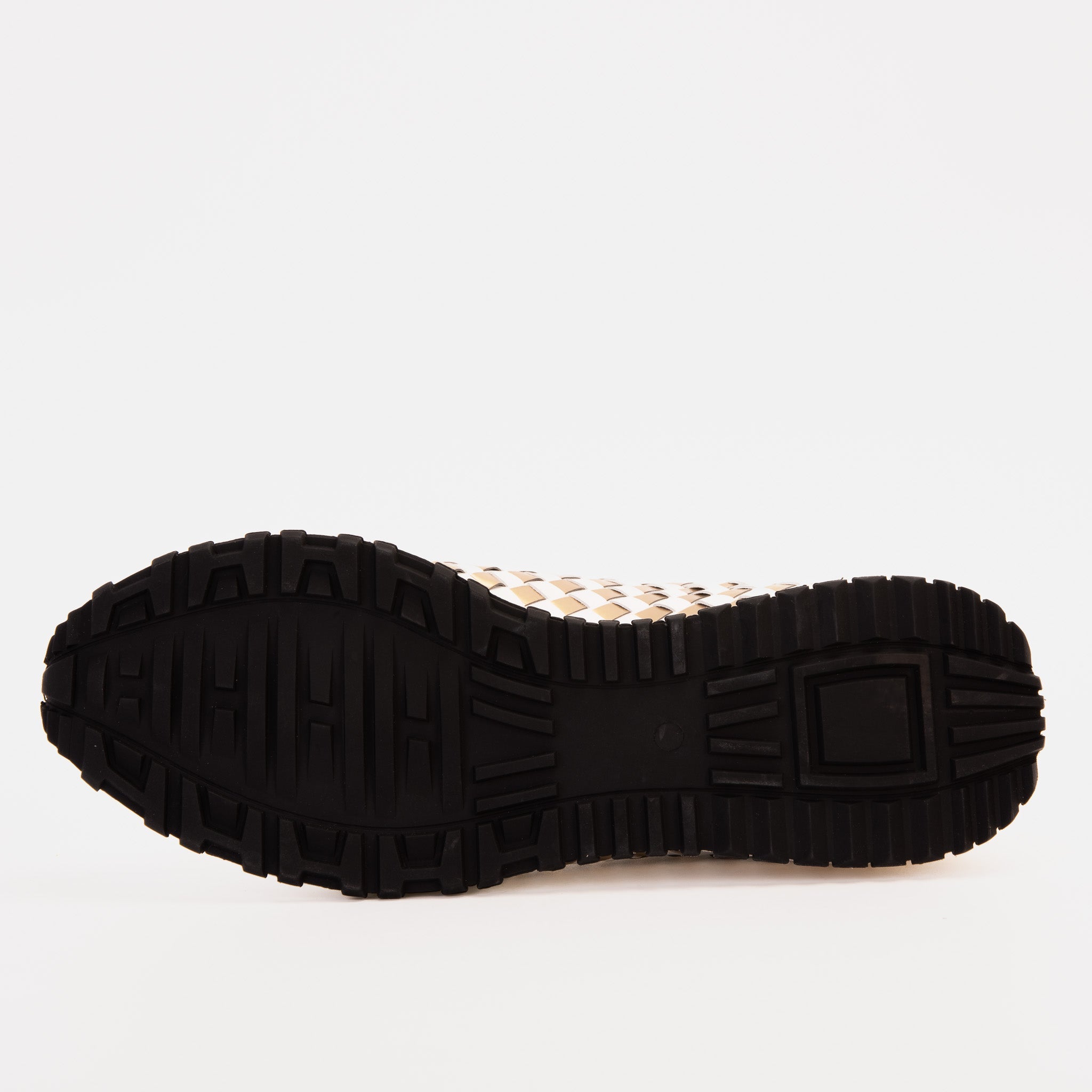 The Mackenzie White Gold Woven Leather Sneaker - Vinci Leather