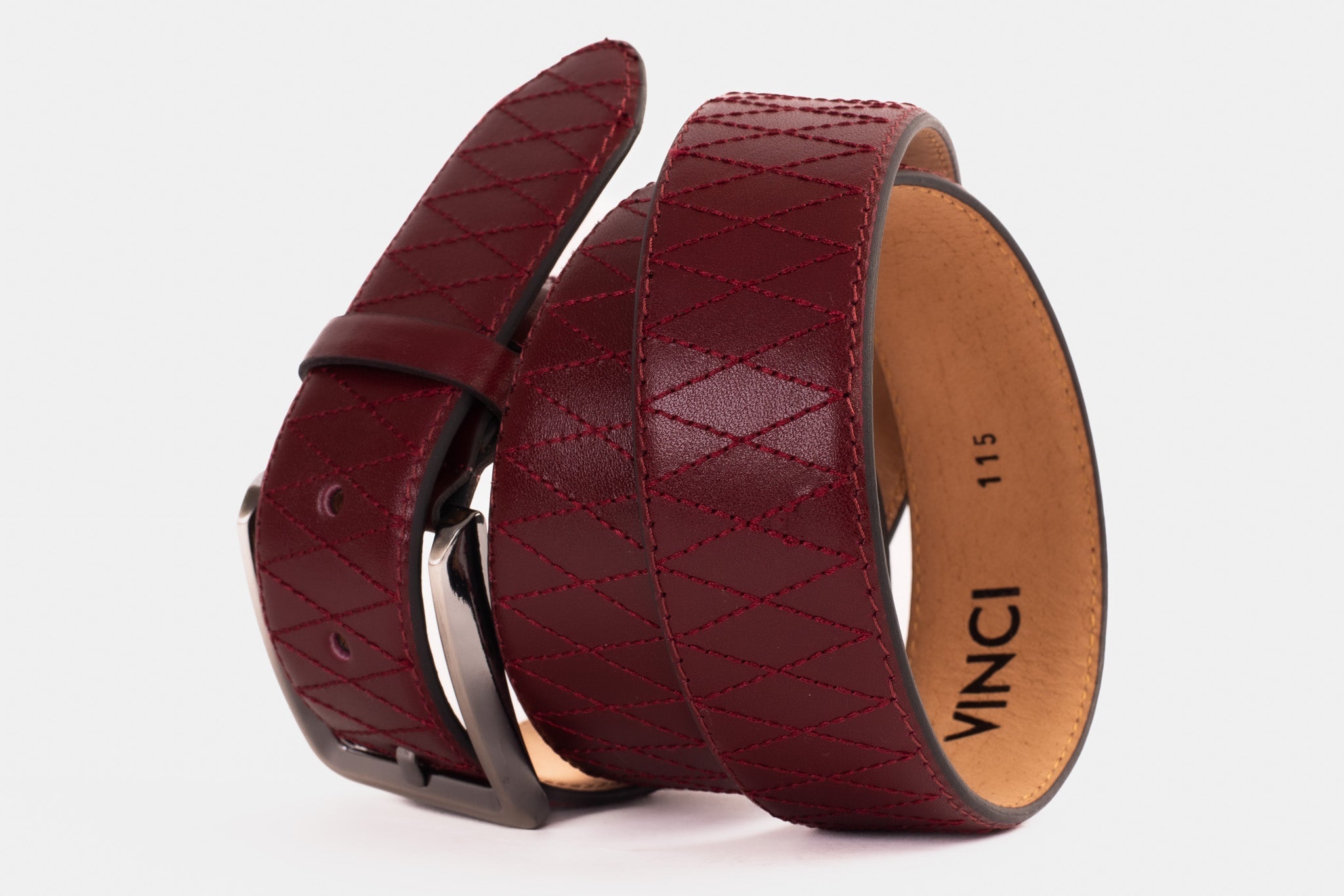 The Adler Burgundy Leather Belt - Vinci Leather