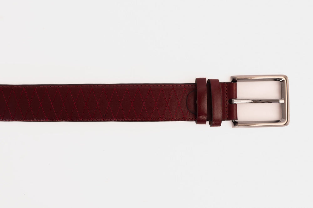 The Adler Burgundy Leather Belt - Vinci Leather