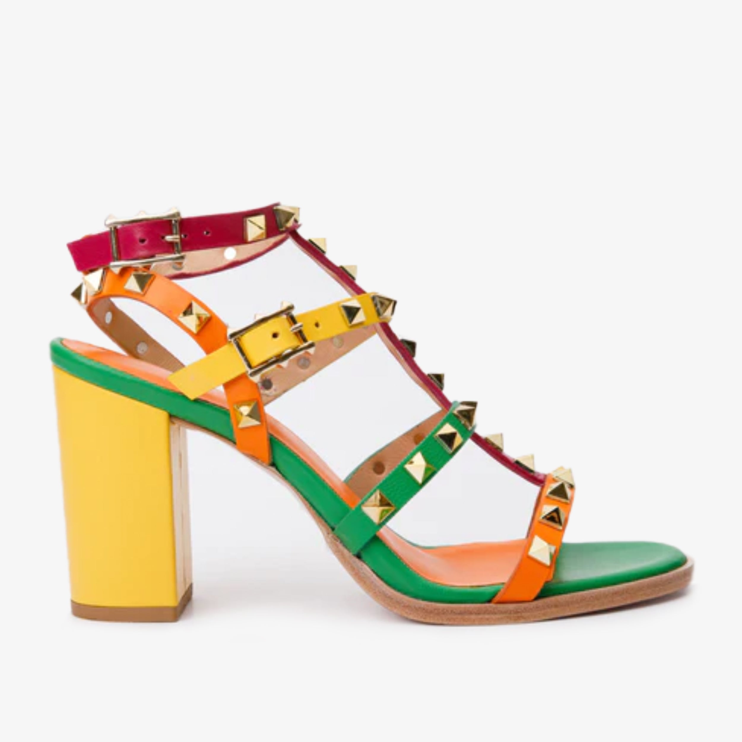 The Nejapa Block Heel Multicolor Leather Sandal - Vinci Leather