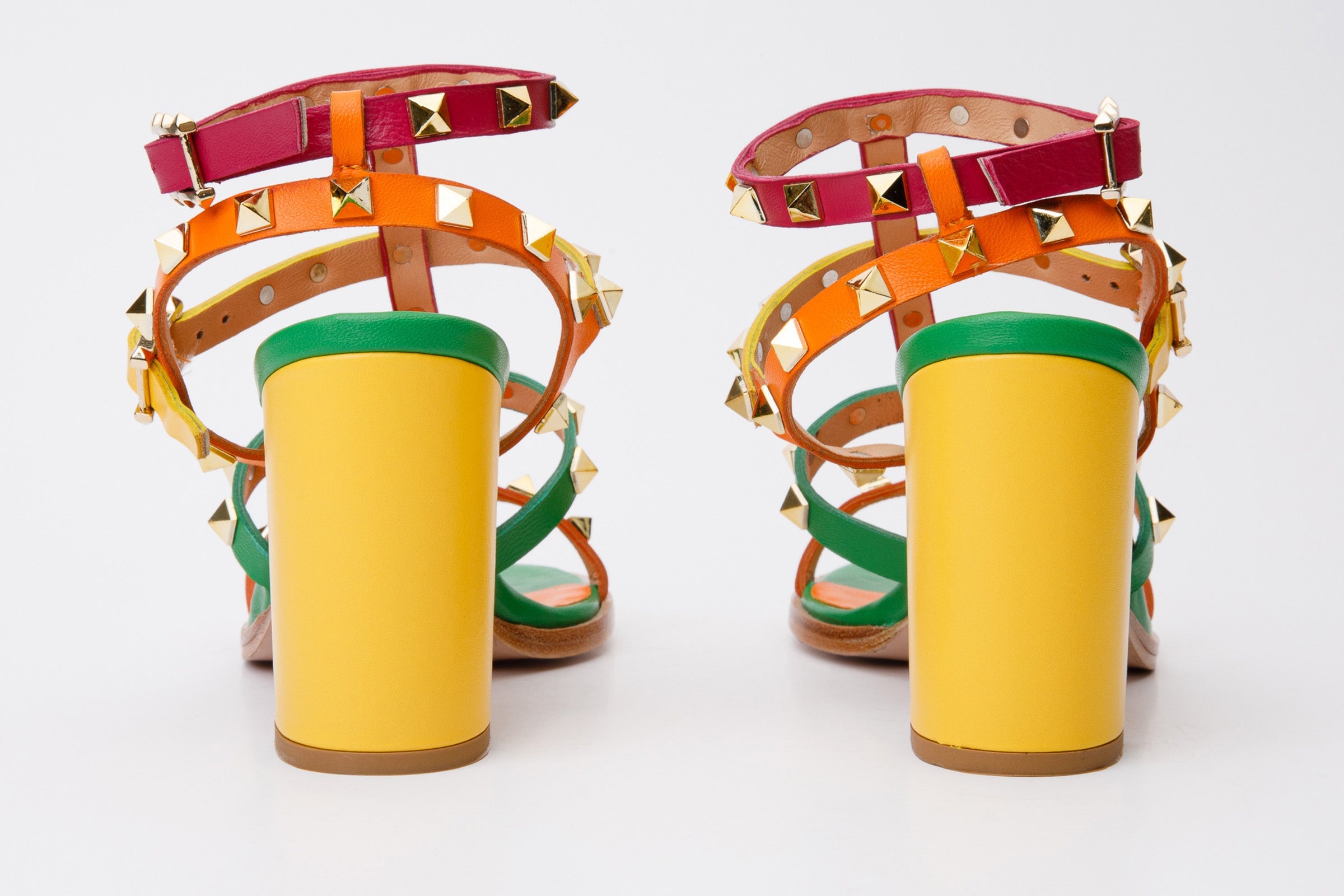 The Nejapa Block Heel Multicolor Leather Sandal - Vinci Leather