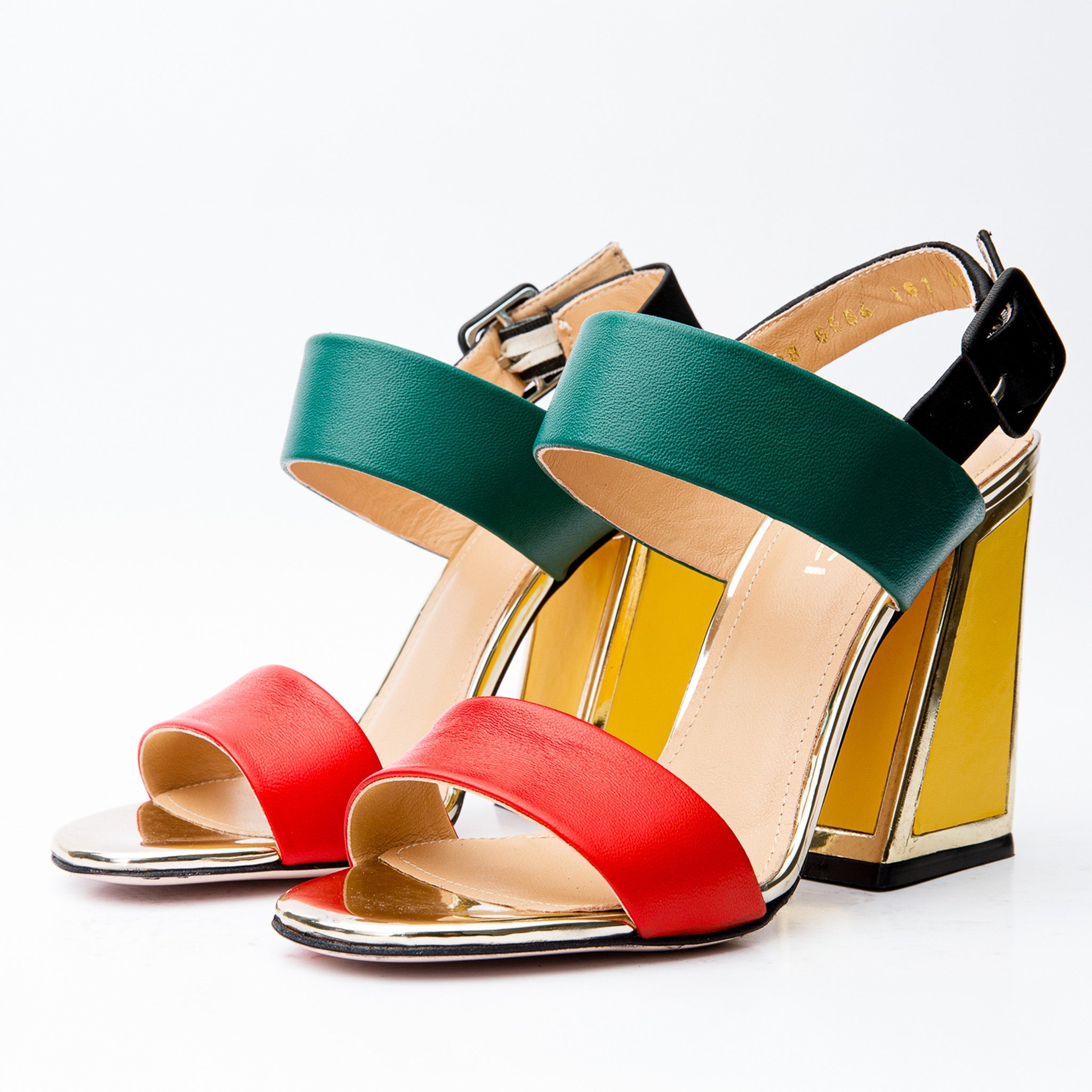 The Niger Block Heel Multicolor Leather Sandal - Vinci Leather