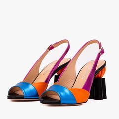 The Rize Multicolor Pumpkin Heel Leather Sandal - Vinci Leather