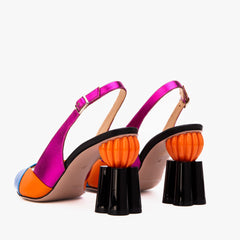 The Rize Multicolor Pumpkin Heel Leather Sandal - Vinci Leather