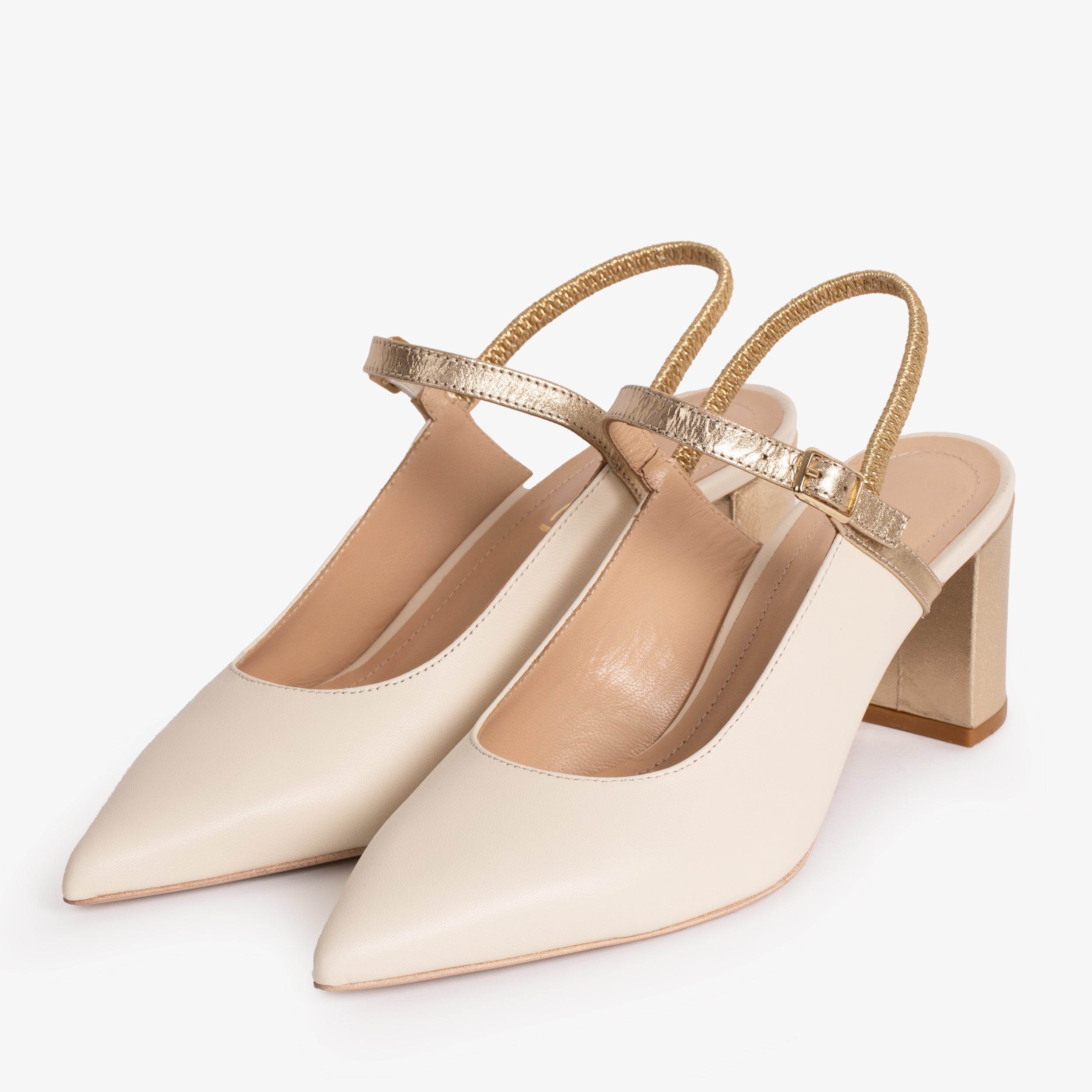 The Pompei Cream Leather Slingback Sandal - Vinci Leather