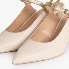 The Pompei Cream Leather Slingback Sandal - Vinci Leather