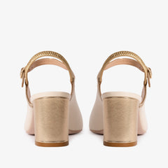 The Pompei Cream Leather Slingback Sandal - Vinci Leather