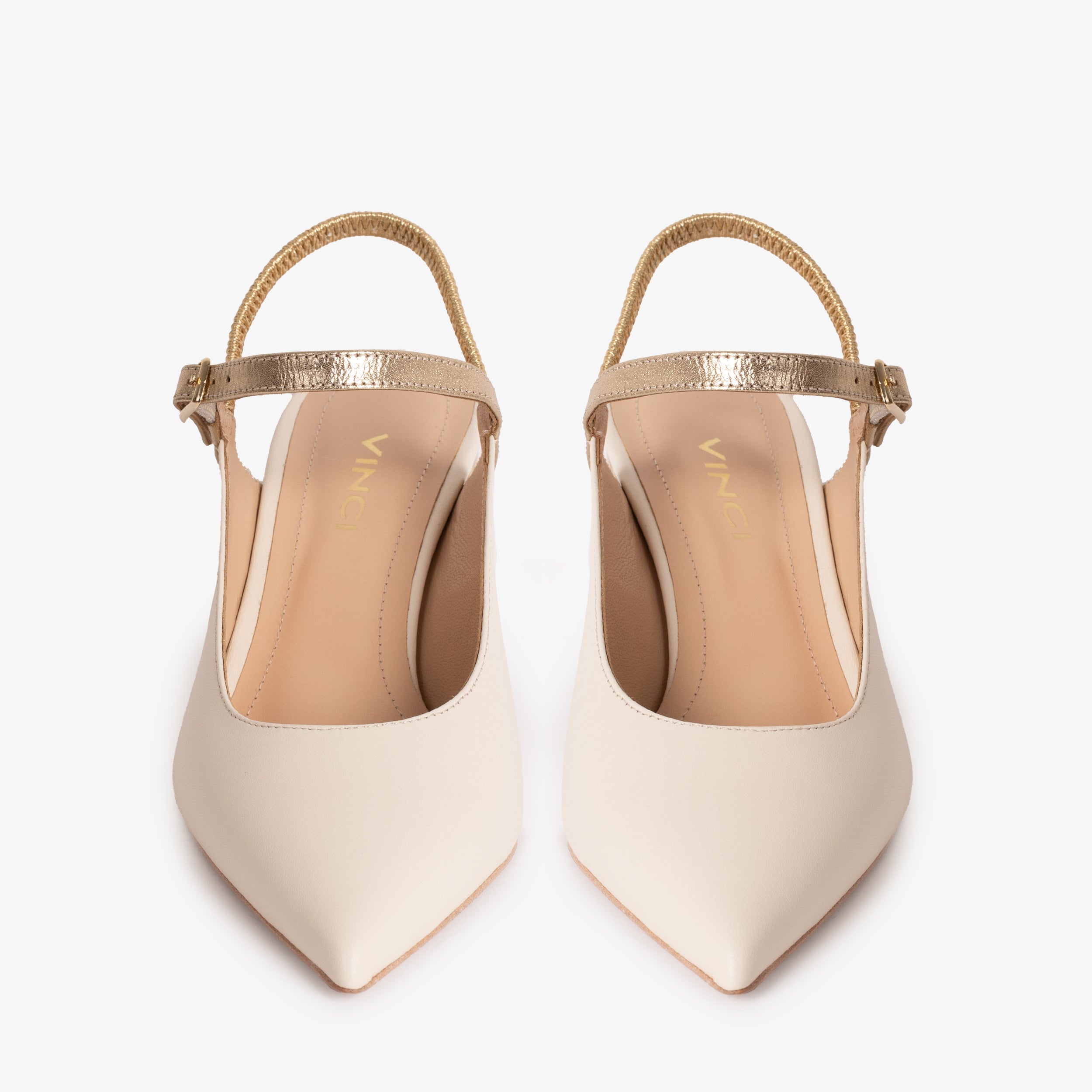 The Pompei Cream Leather Slingback Sandal - Vinci Leather