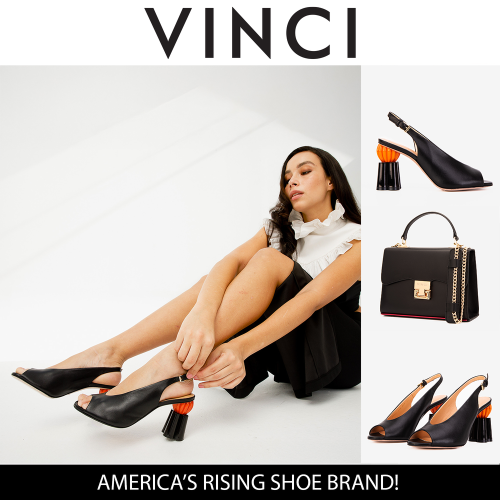 The Cimla Pumpkin Heel Black Leather Sandal - Vinci Leather