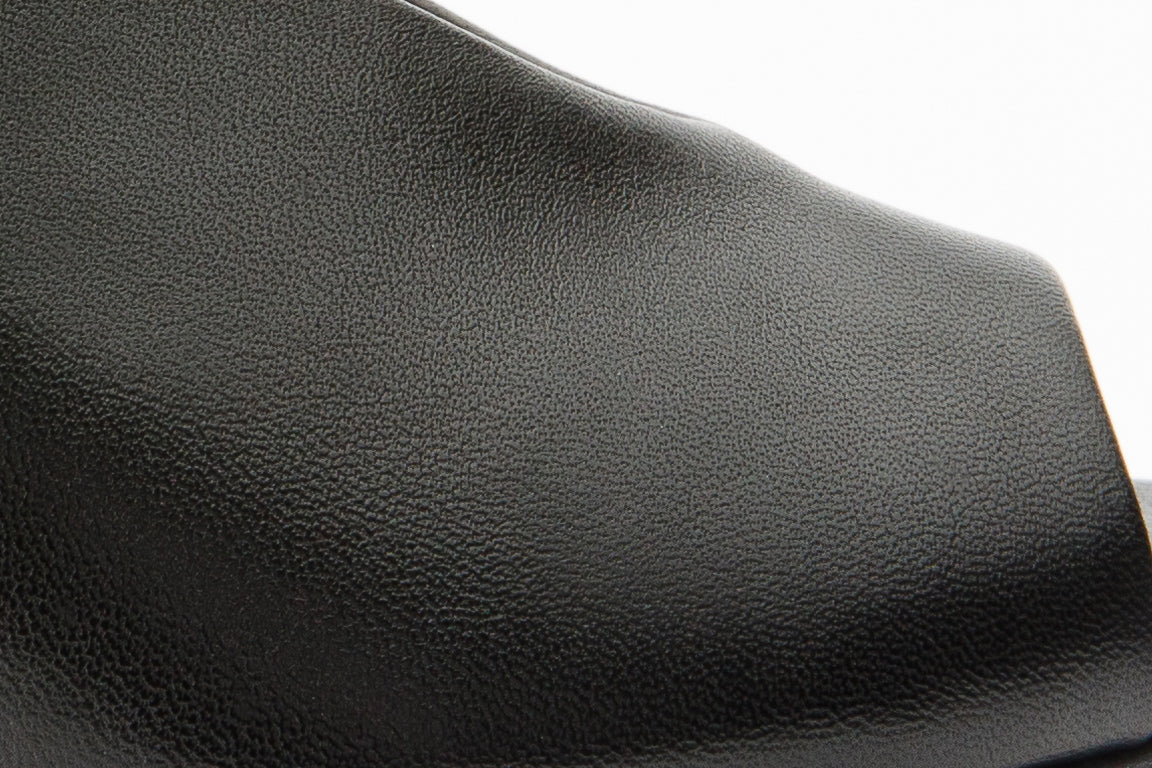 The Cimla Pumpkin Heel Black Leather Sandal - Vinci Leather