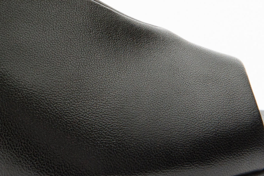 The Cimla Pumpkin Heel Black Leather Sandal - Vinci Leather