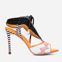 The Santa Amaro Orange Glitter Leather Sandal - Vinci Leather