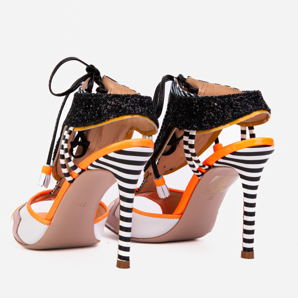 The Santa Amaro Orange Glitter Leather Sandal - Vinci Leather