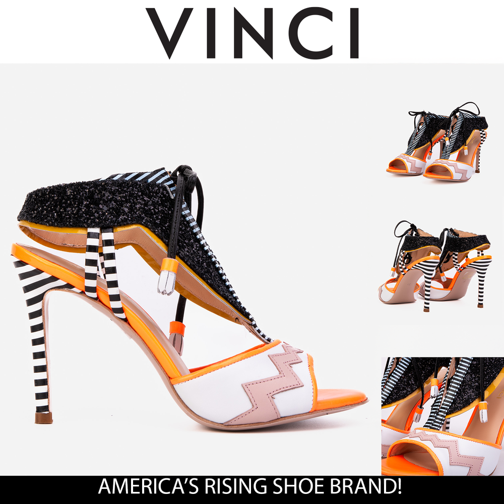 The Santa Amaro Orange Glitter Leather Sandal - Vinci Leather