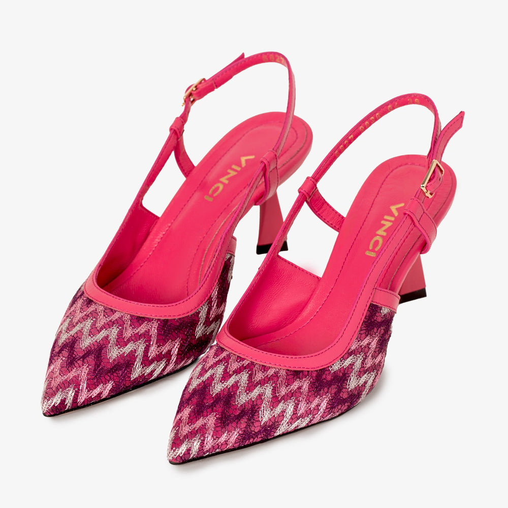 The Napoli Fuchsia Leather Slingback Sandal - Vinci Leather