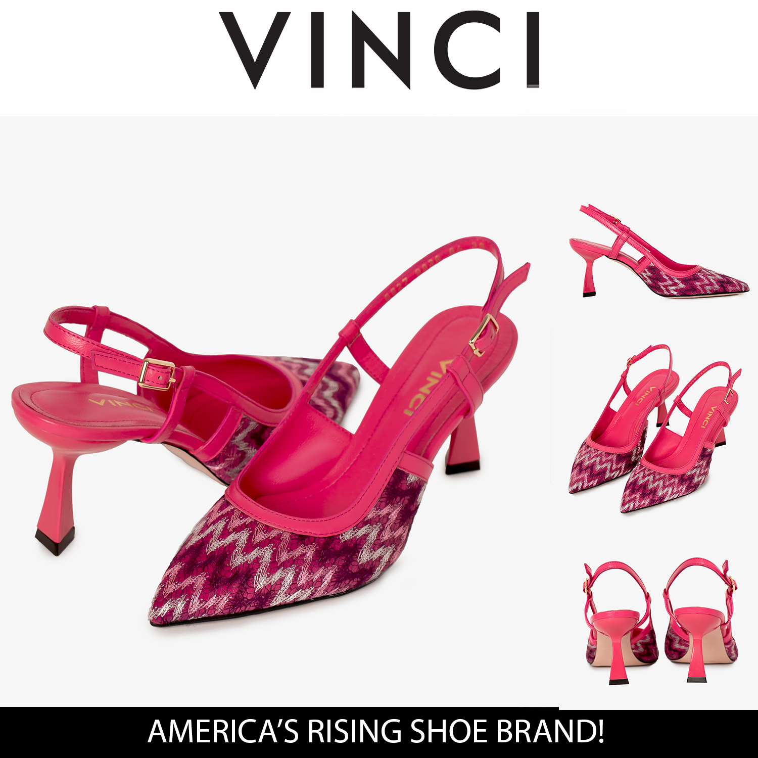 The Napoli Fuchsia Leather Slingback Sandal - Vinci Leather