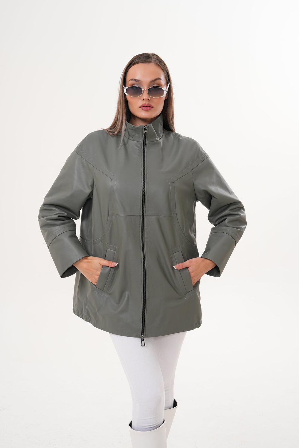The Sierra Olive Green Leather Jacket - Vinci Leather