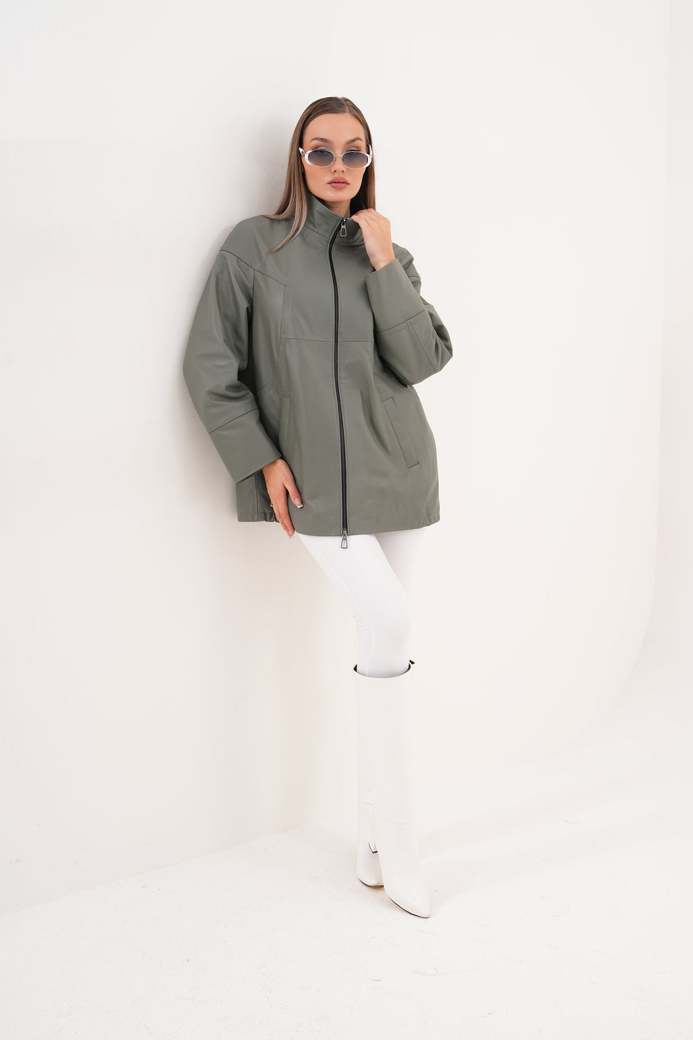 The Sierra Olive Green Leather Jacket - Vinci Leather