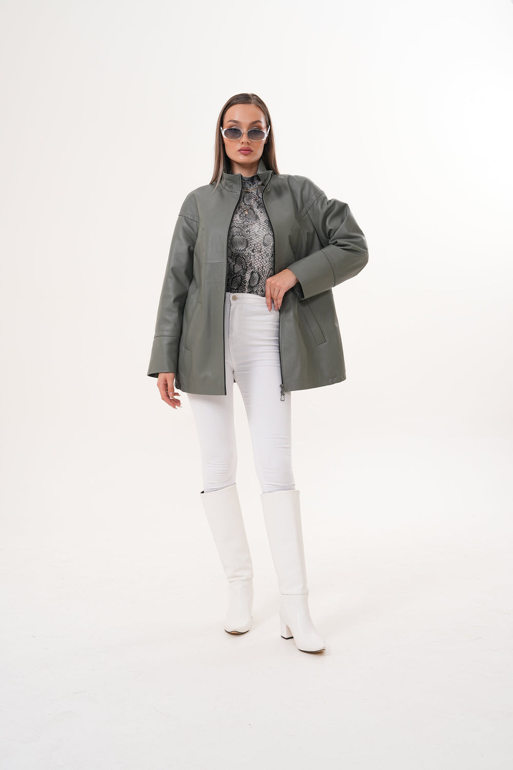 The Sierra Olive Green Leather Jacket - Vinci Leather