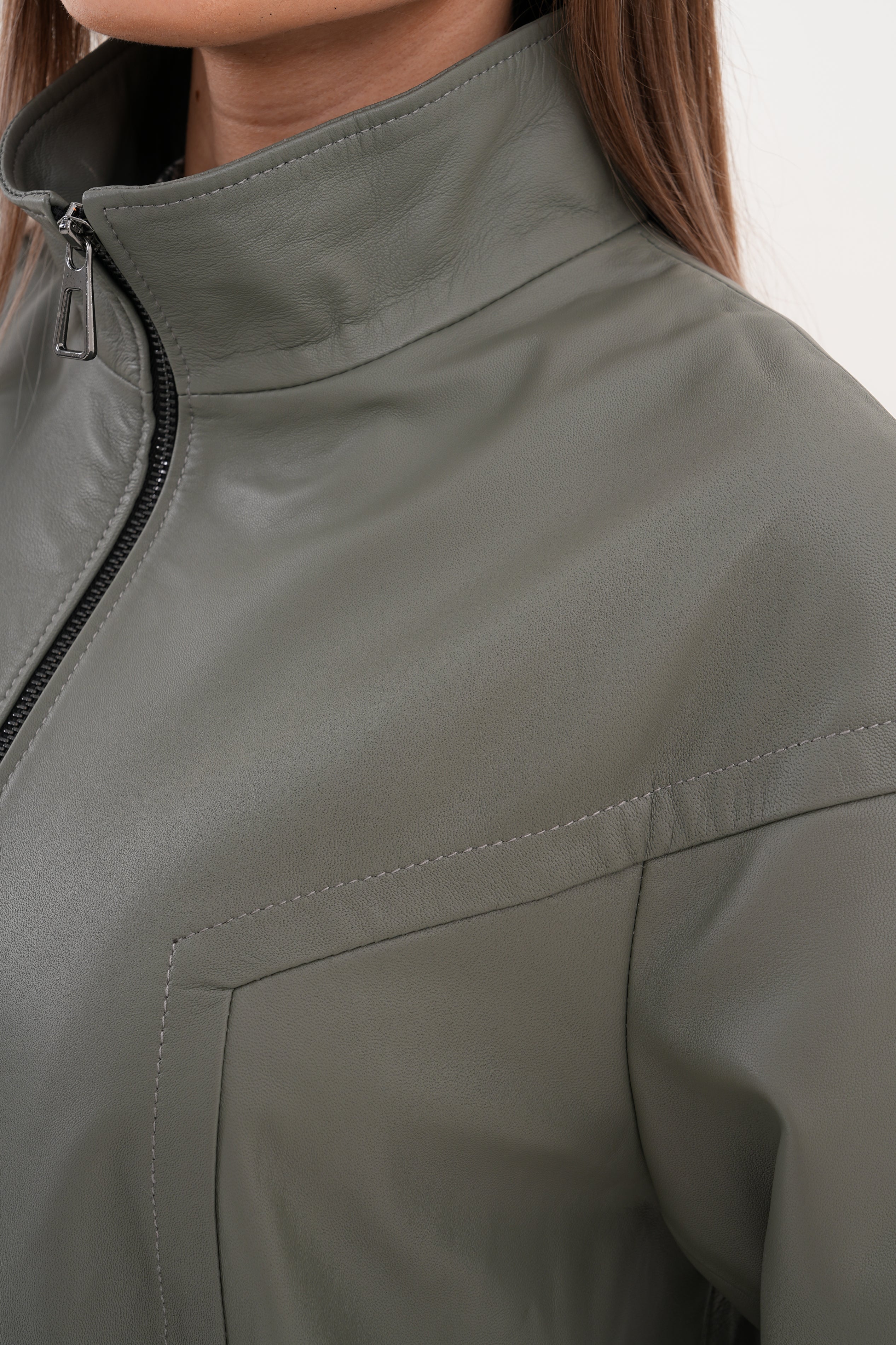 The Sierra Olive Green Leather Jacket - Vinci Leather
