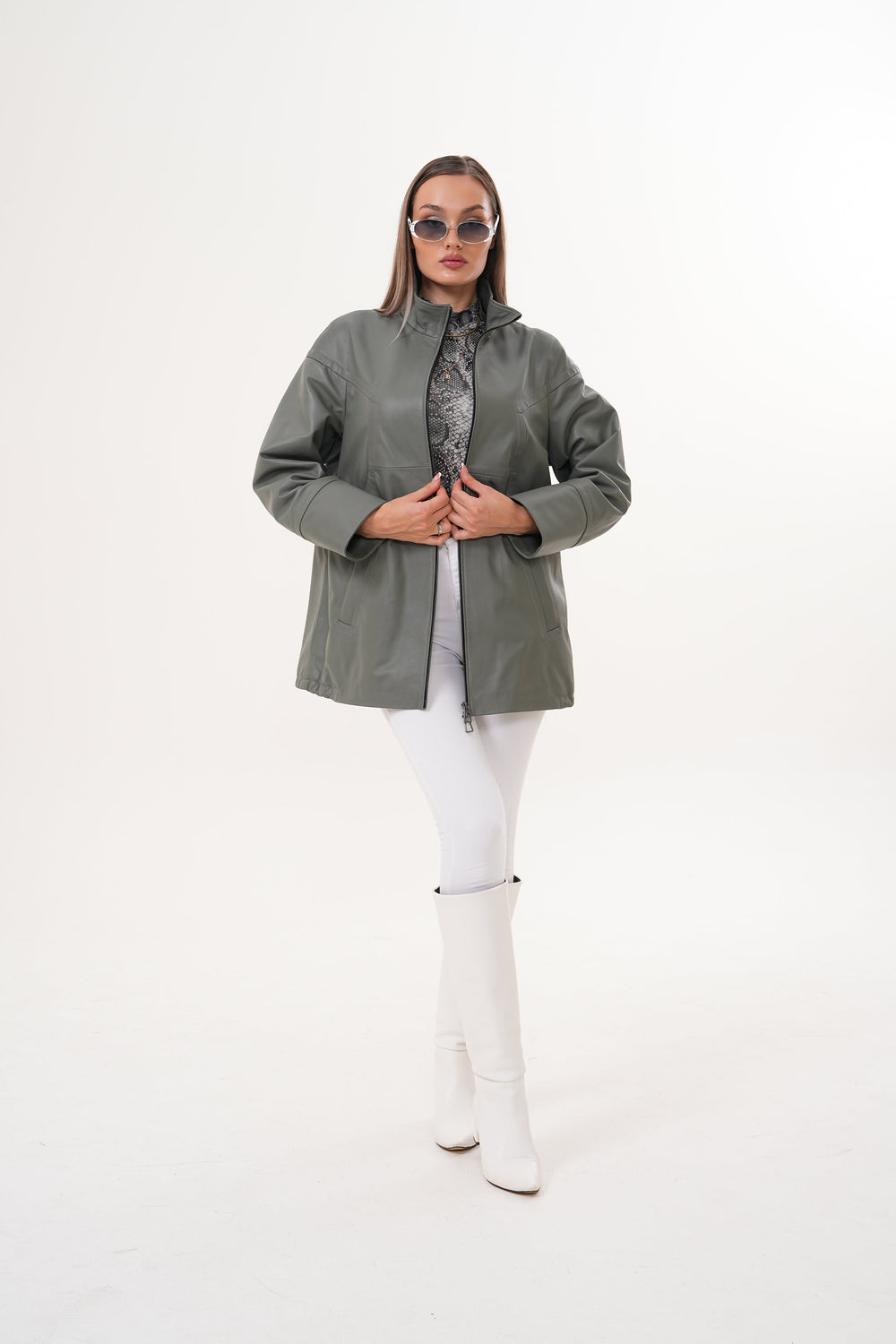 The Sierra Olive Green Leather Jacket - Vinci Leather