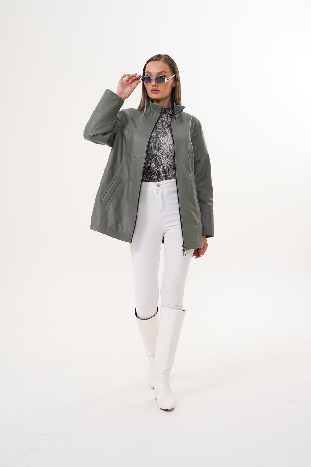 The Sierra Olive Green Leather Jacket - Vinci Leather