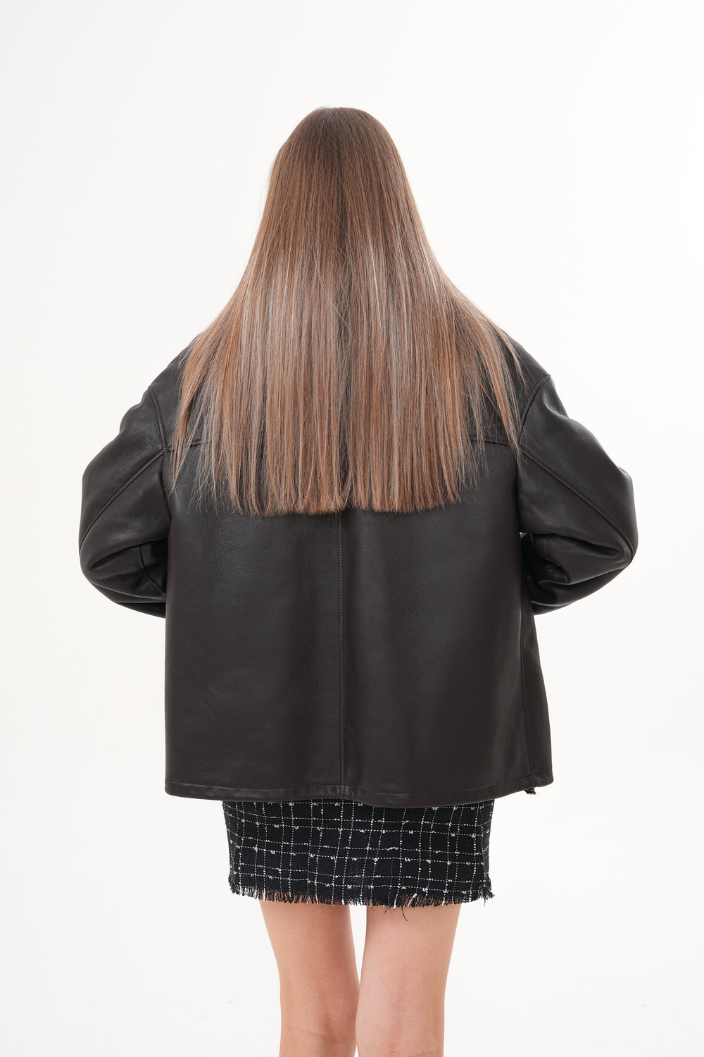 The Elise Black Shearling Leather Jacket - Vinci Leather
