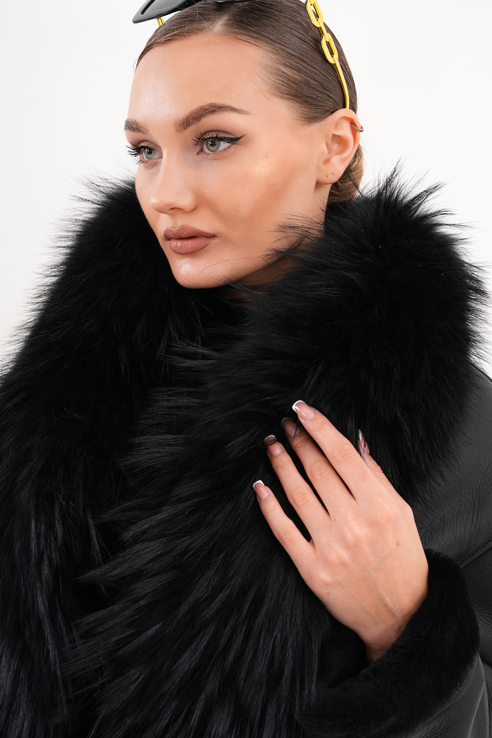 The Elise Black Shearling Leather Jacket - Vinci Leather