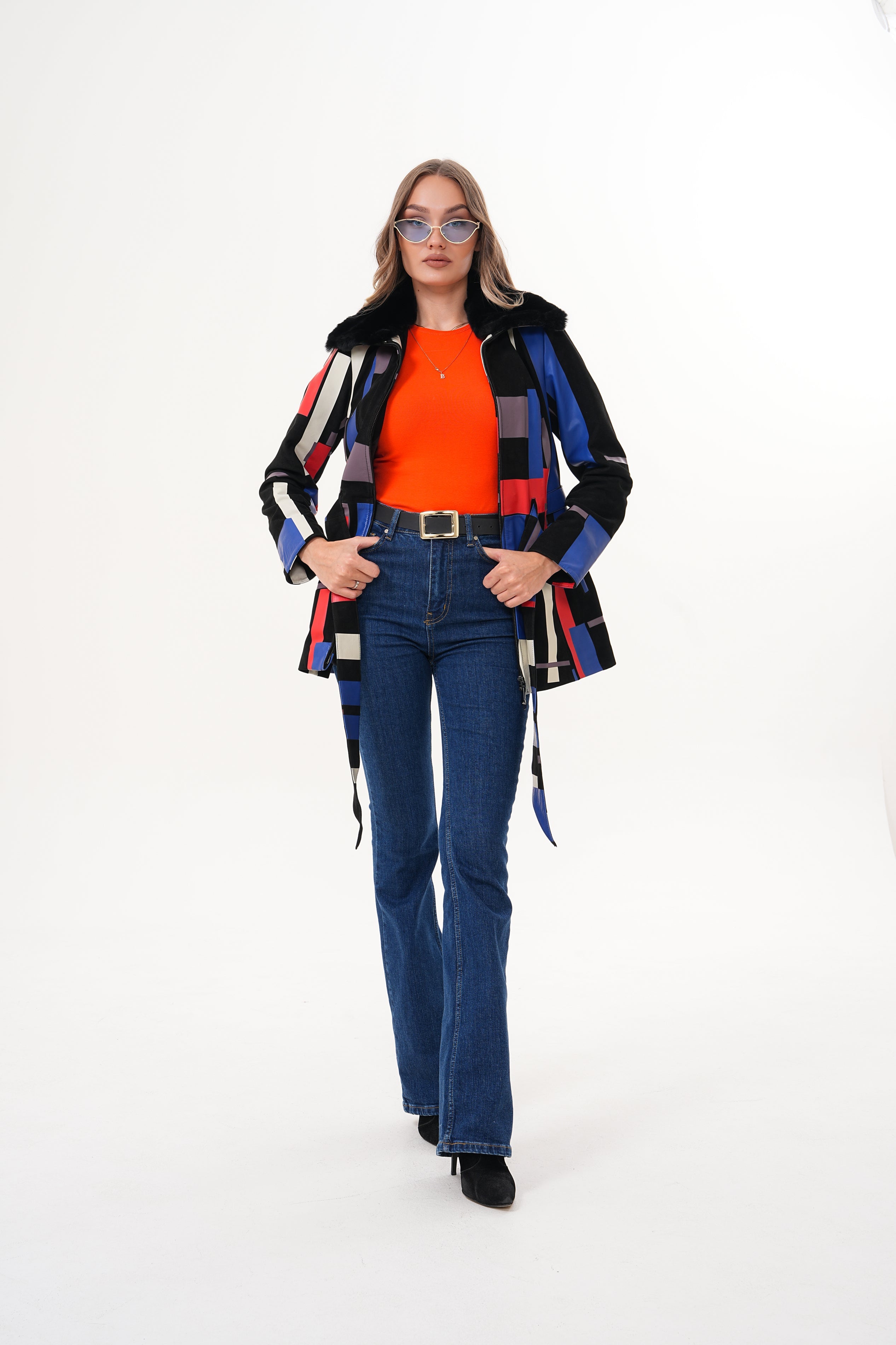 The Mirage Geo Pattern Leather Jacket - Vinci Leather