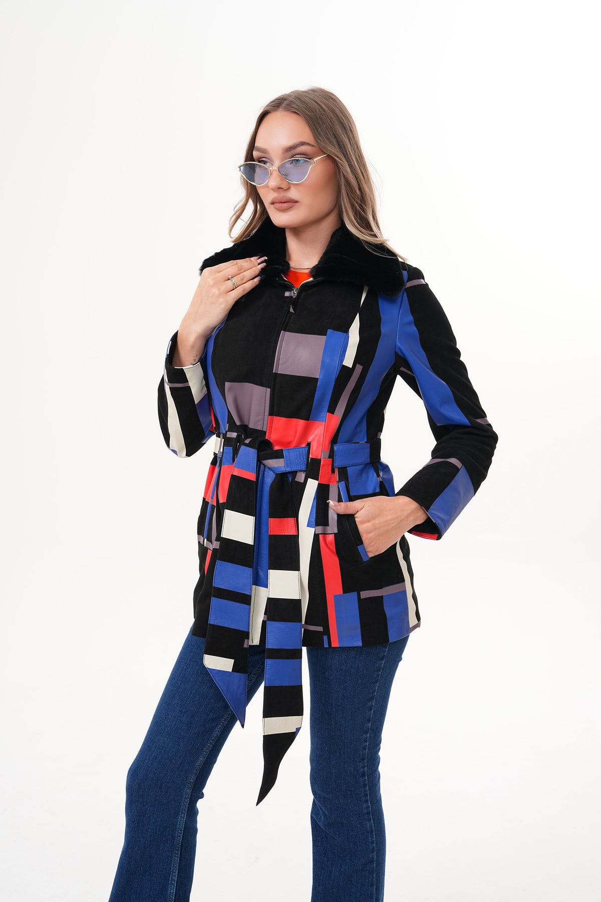 The Mirage Geo Pattern Leather Jacket - Vinci Leather