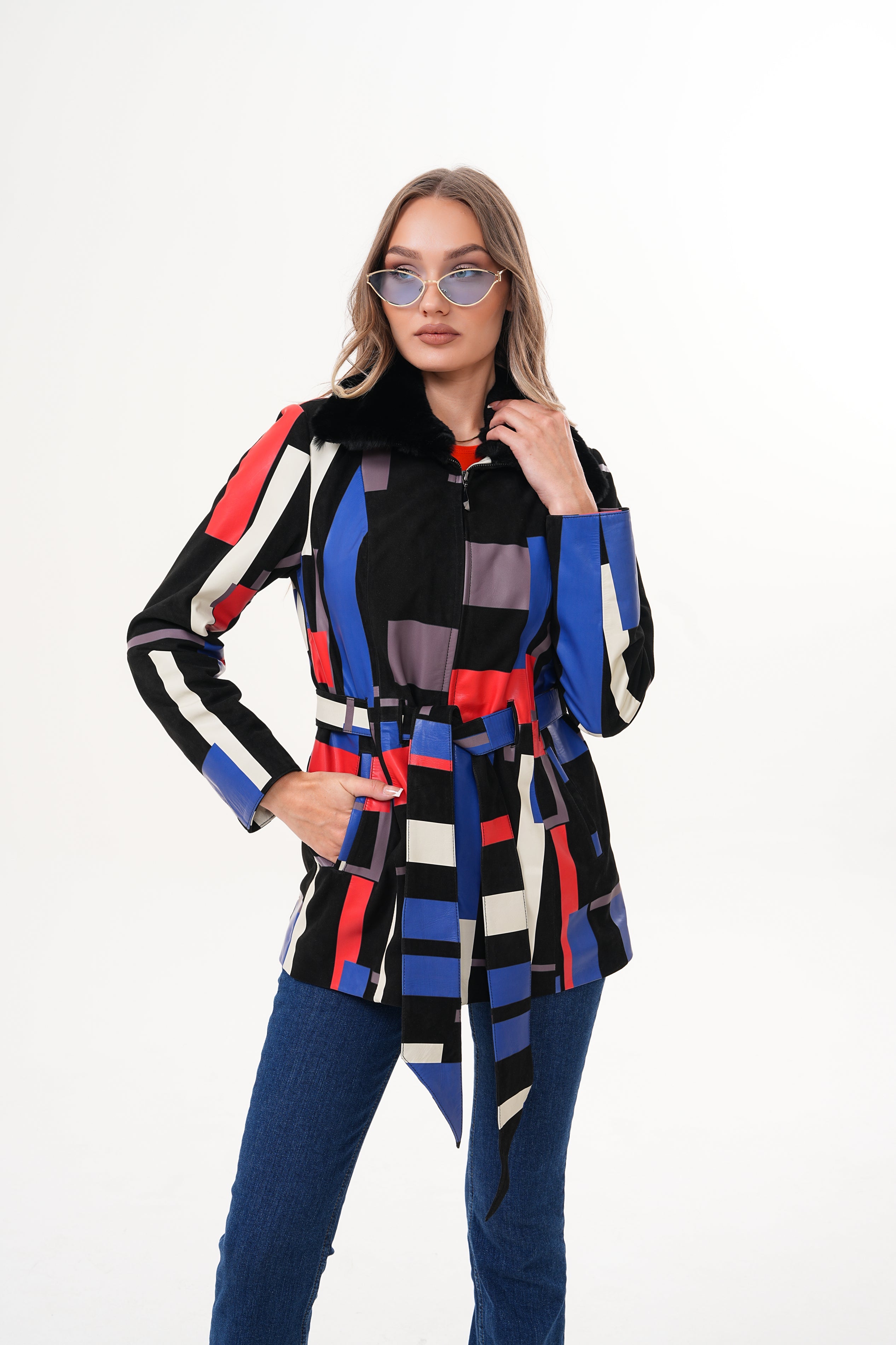 The Mirage Geo Pattern Leather Jacket - Vinci Leather