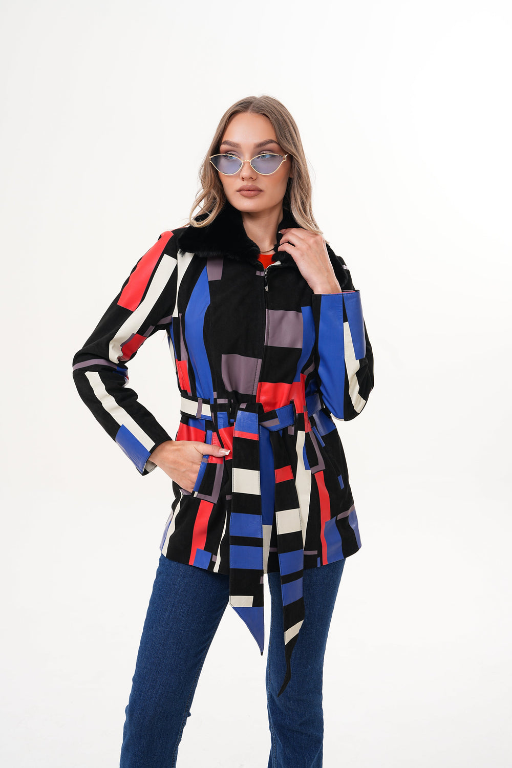 The Mirage Geo Pattern Leather Jacket - Vinci Leather