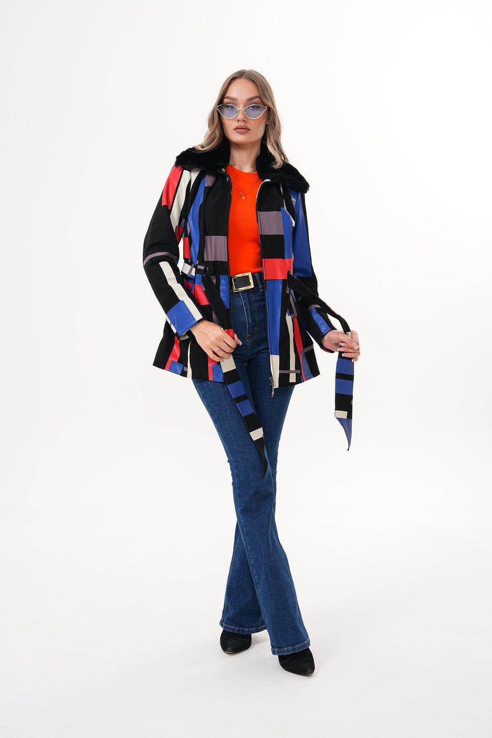 The Mirage Geo Pattern Leather Jacket - Vinci Leather