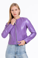 The Havnen  Lilac Leather Jacket - Vinci Leather
