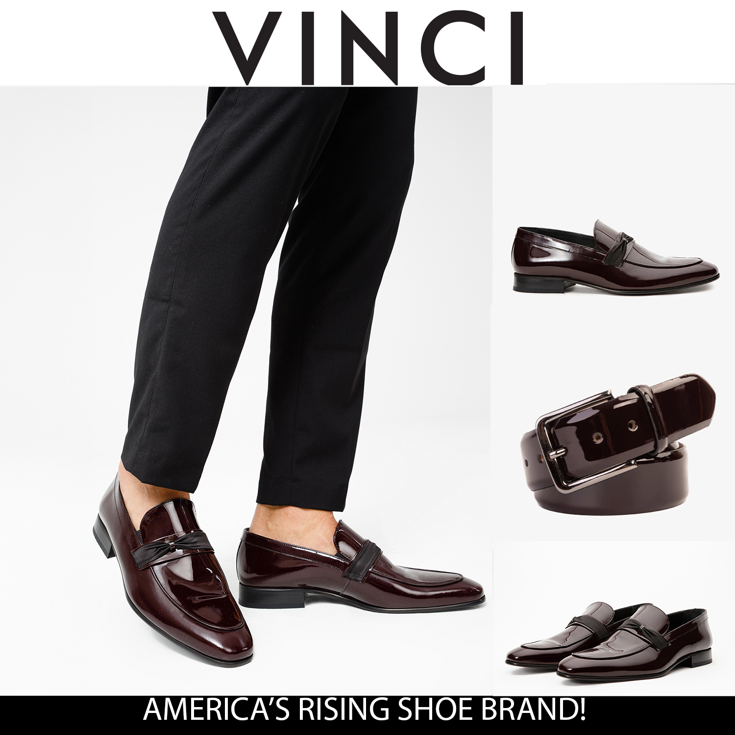 The Dodoma Burgundy Patent Leather Loafer Shoe - Vinci Leather