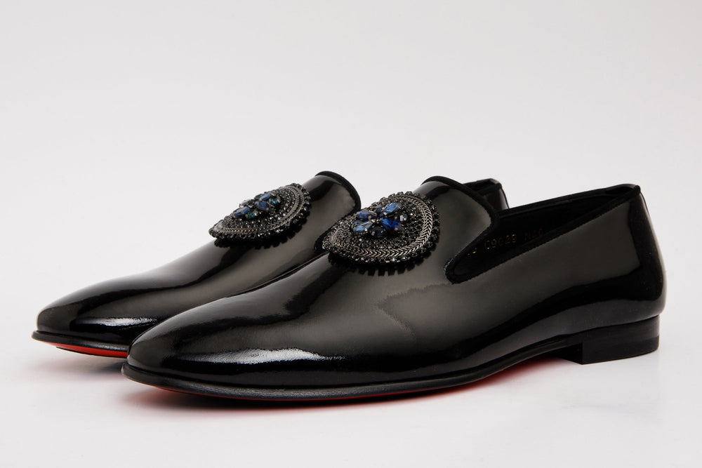 The Pombe Black Patent Leather Dress Slip-on Loafer  Shoe - Vinci Leather